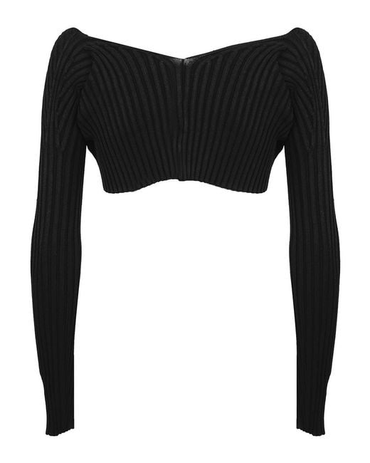 Jacquemus Black Crop Top With Chain Detail