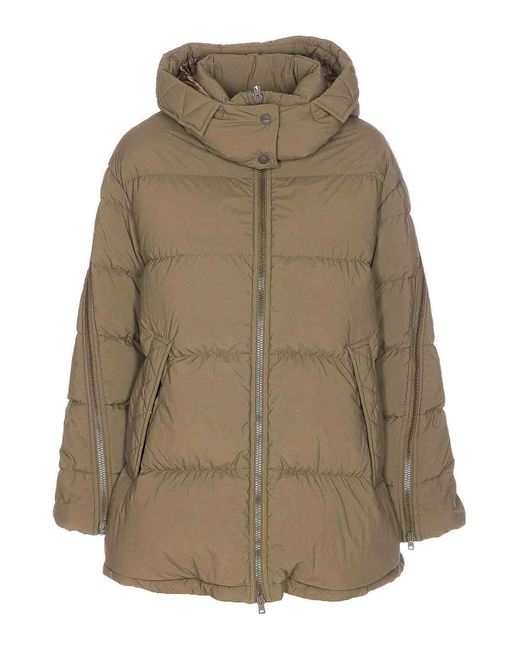 Herno Natural Padded Down Jacket Frontal Zip Closure