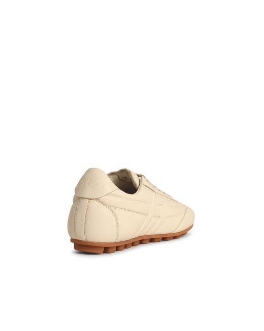 Hogan Natural H693 Yogurt-Colored Smooth Leather Sneakers
