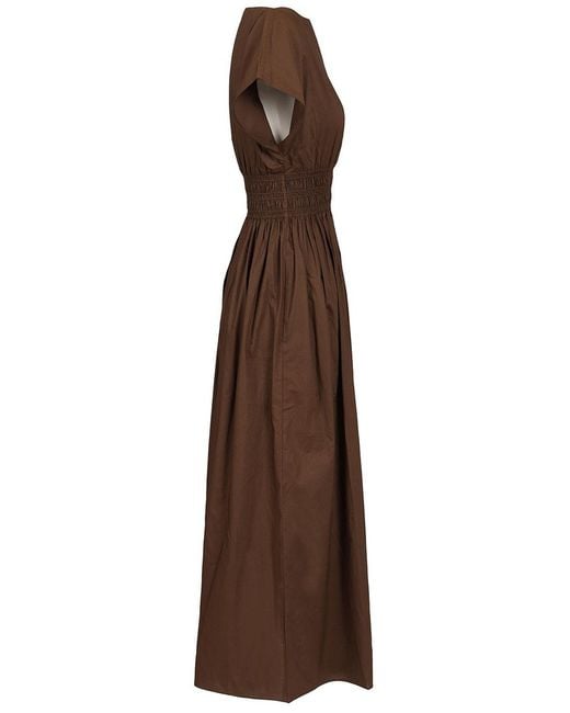 Matteau Brown Shirred Waist Midi Dress