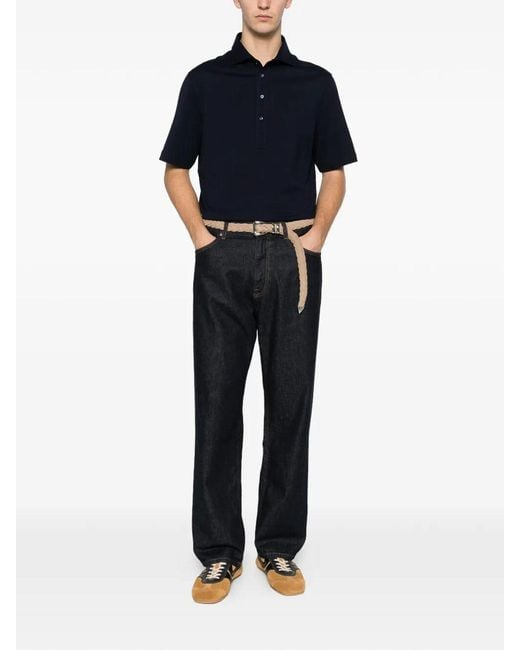 Brunello Cucinelli Black Short Sleeve Polo for men