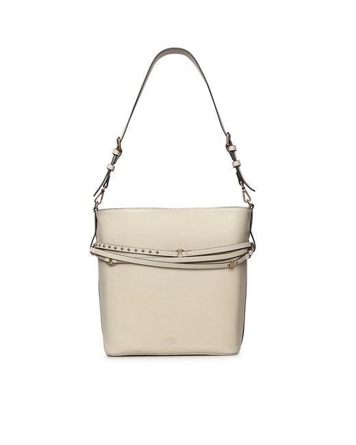 Pinko White Medium Leather Bucket Belt Bag