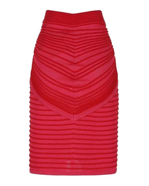 Balmain Red Knee Lenght Skirt
