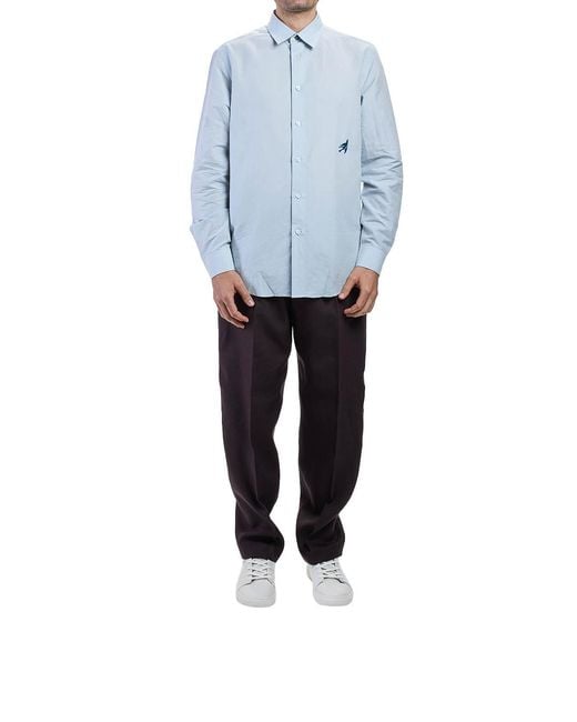 Paul Smith Blue Swallow Embroidery Shirt for men