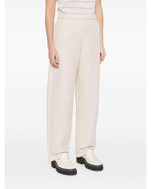 Max Mara White Dente Cotton Fleece Trousers