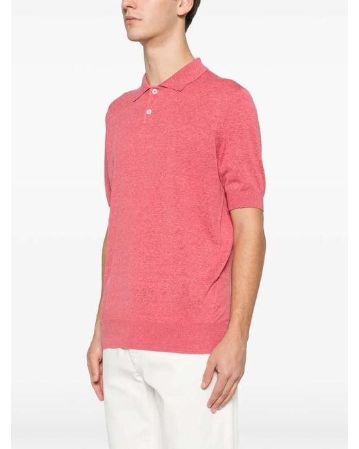 Brunello Cucinelli Pink Short Sleeve Polo for men