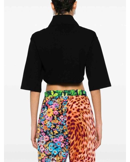 Palm Angels Black Logo Cropped Polo Shirt