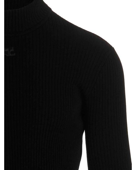 Courreges Black Logo Turtleneck Sweater for men