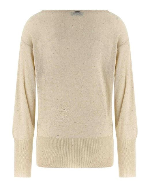 Herno Natural Lam And Sequin Yarn Sweater