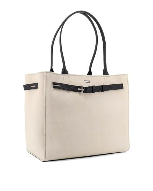 Tom Ford Natural Audrey Medium Canvas Tote