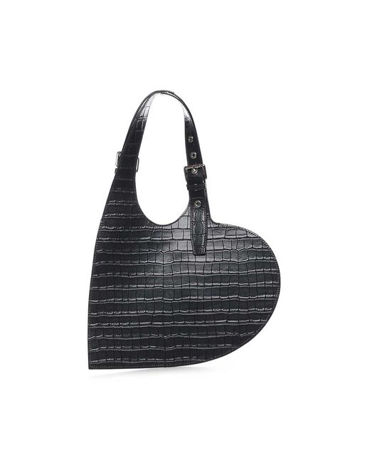 Coperni Black Croco Heart Leather Bag