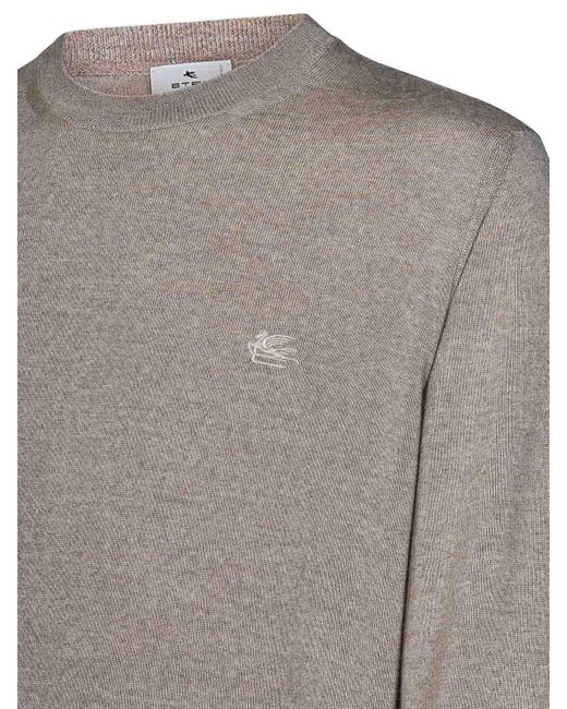 Etro Gray Wool Crewneck Sweater for men
