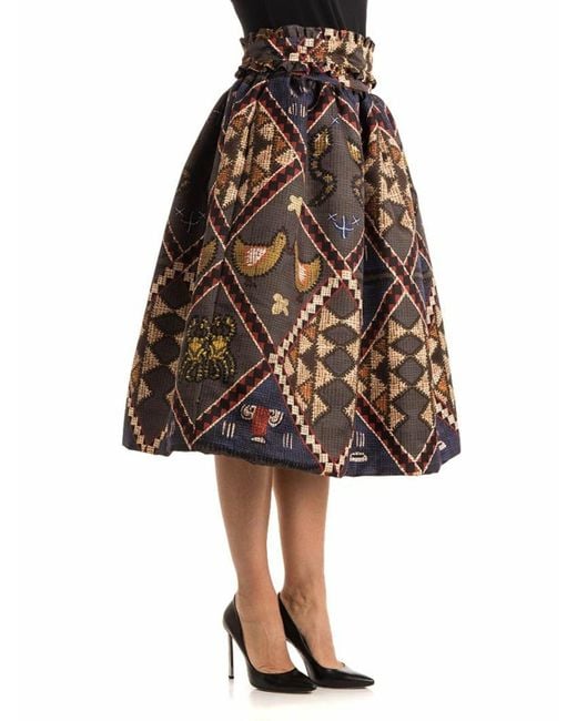 Stella Jean Brown Pleated Skirt