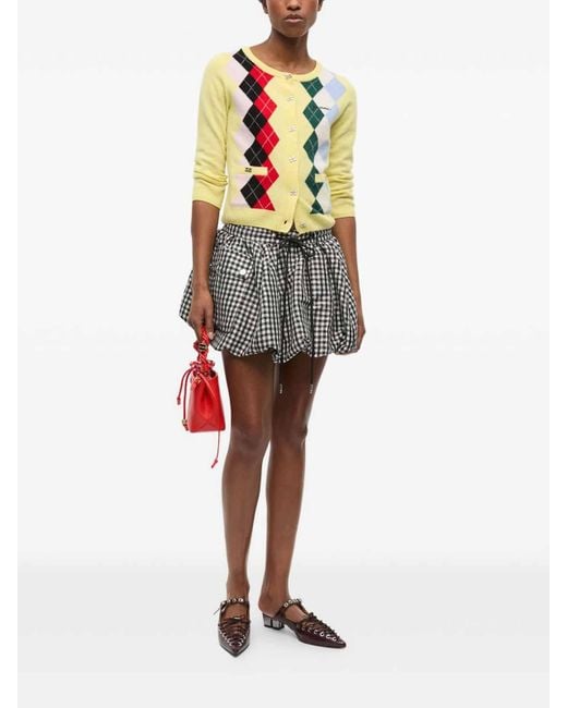 Ganni Yellow Long Sleeve Checkered Sweater With Button Closure