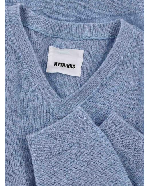 MYTHINKS Blue Alpaca Blend Sweater