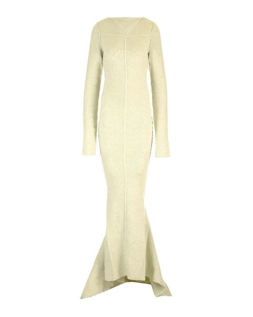 Rick Owens Yellow Ribbed Knit Mermaid Dress