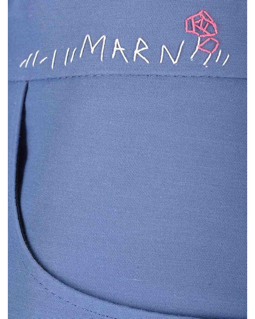 Marni Blue Wide-Leg Trousers