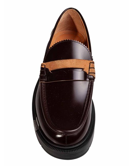 Maison Margiela Brown Wine-Coloured Brushed Leather Moccasins for men