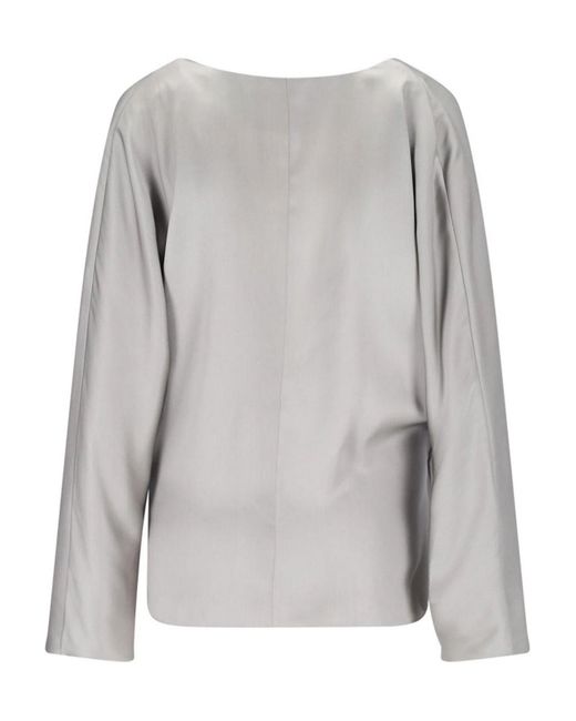Giorgio Armani Gray Silk Asymmetrical Shirt