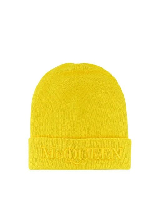 Alexander McQueen Yellow Hat With Logo for men