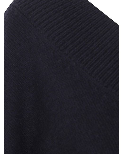 Tom Ford Blue Cashmere Fin 7 Off-Shoulders V Neck Sweater