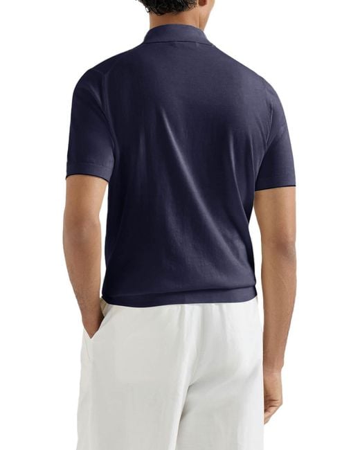Brunello Cucinelli Blue Short-Sleeved Cotton Polo Shirt for men