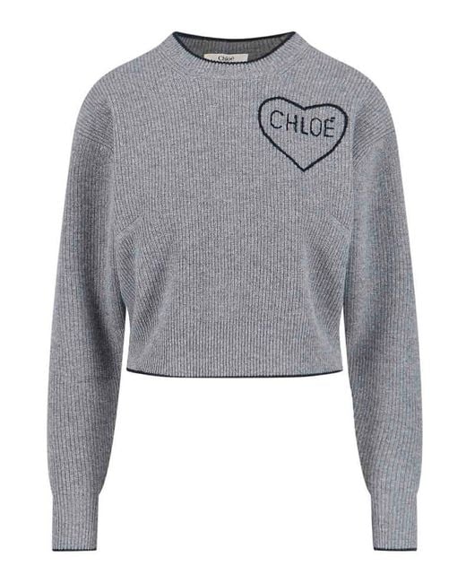 Chloé Gray Logo Sweater