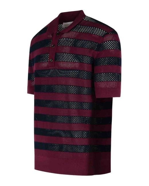 【送料&関税込】Dries Van Noten mercy Burgundy Viscose Blend Dries Van Noten Mercy Burgundy Viscose Blend Polo Shirt in