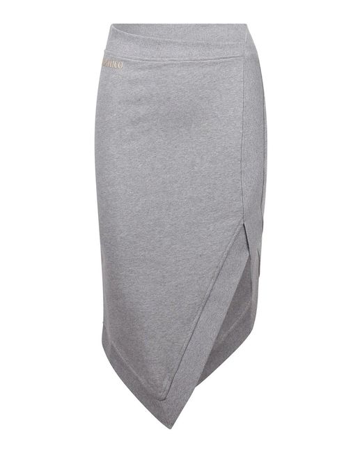 The Attico Gray Mlange Effect Midi Skirt