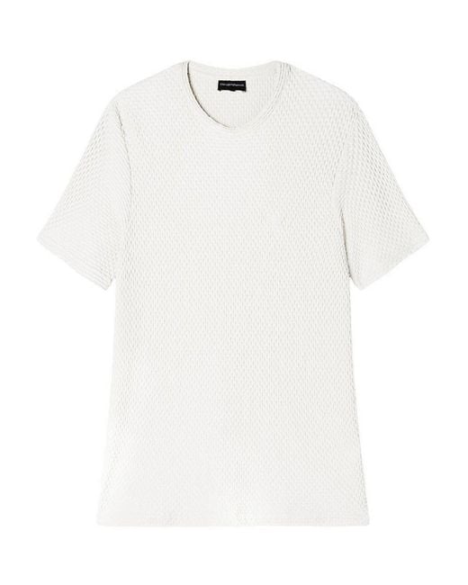 Emporio Armani White Three-Dimensional Fabric T-Shirt for men