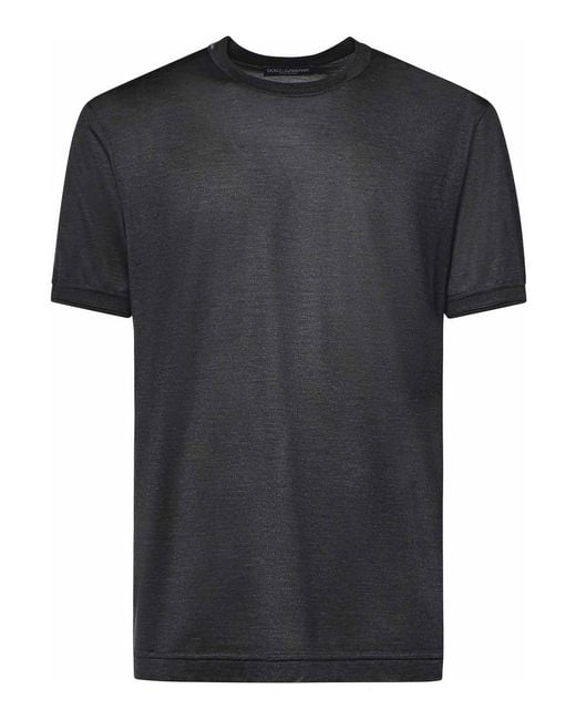 Dolce & Gabbana Black Silk T-Shirt for men