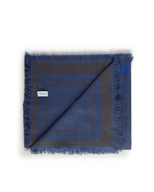 Ferragamo Blue Gancini Stole for men