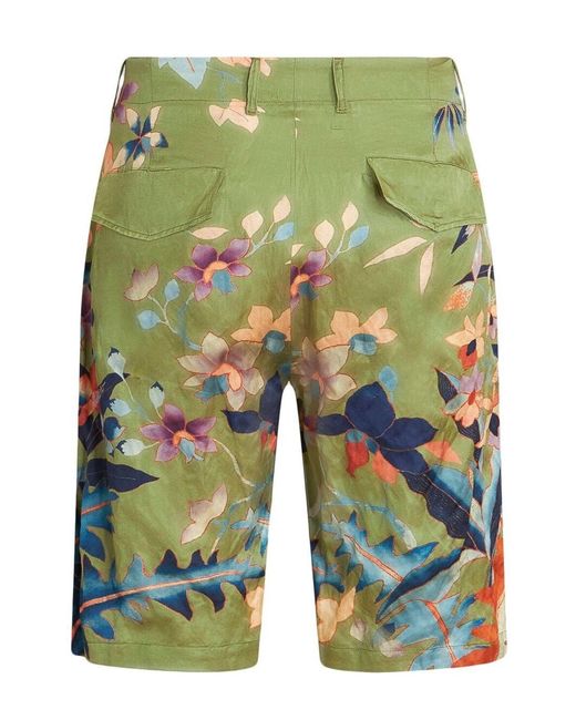 Etro Green Printed Shorts for men