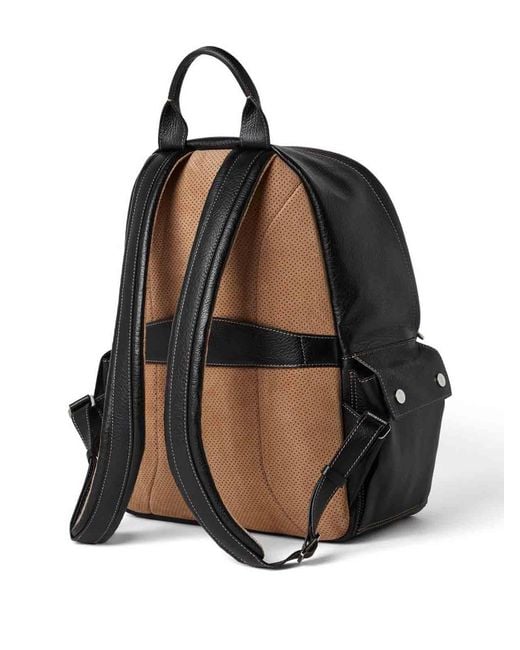 Brunello Cucinelli Black Leather Backpack for men