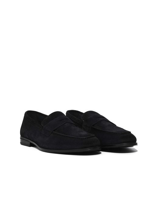 Doucal's Black Penny Adler Suede Moccasin for men