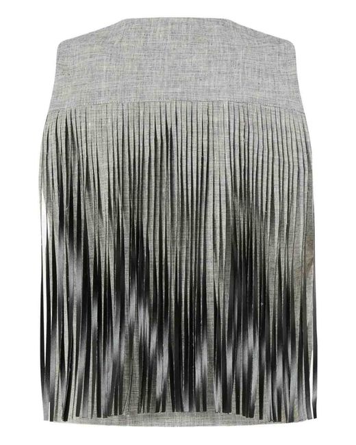 Pinko Gray Fringed Gilet