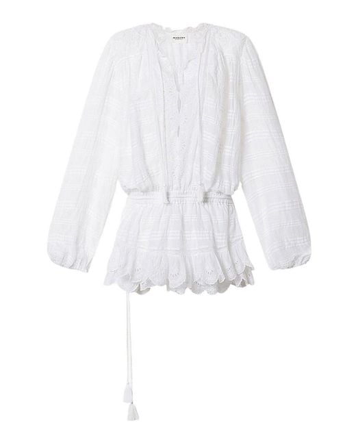 Isabel Marant White Preya Cotton Mini Dress