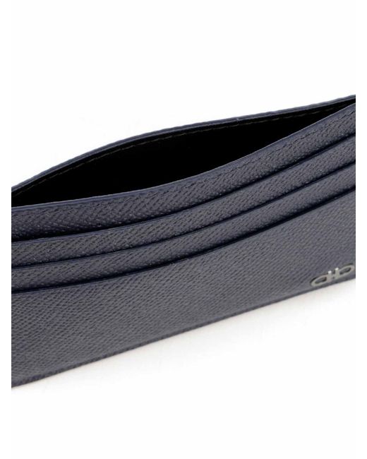 Ferragamo Blue Gancini Credit Card Holder for men