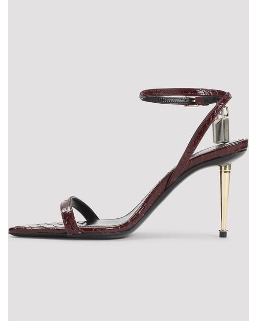 Tom Ford White Semi Shiny Printed Python Sandals