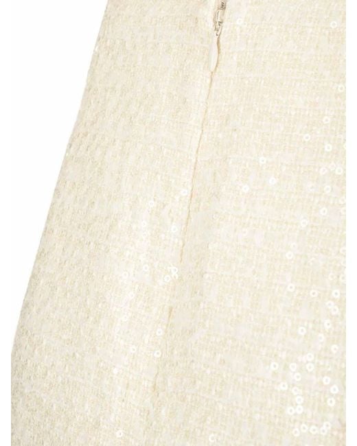 Self-Portrait Natural Cream Boucle Pearl Trim Mini Skirt