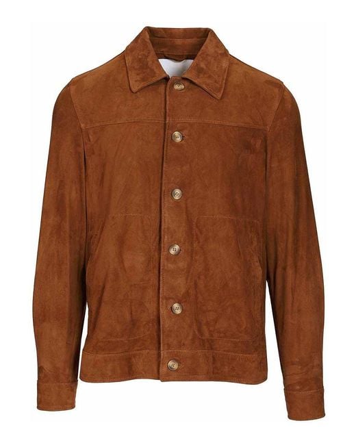 Blusotto Brown Goofy Suede Overshirt for men
