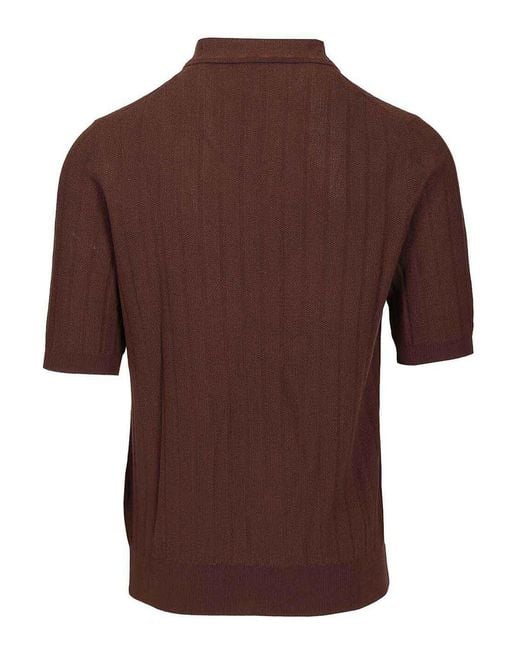 Ballantyne Brown Cotton Knit Polo Shirt for men