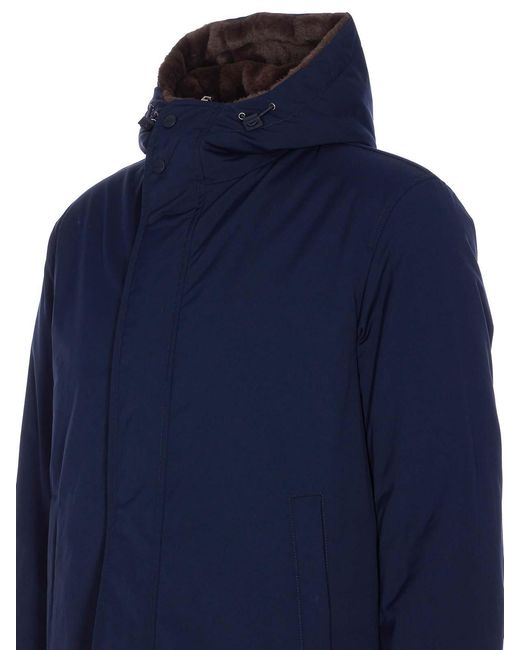 Herno Blue Hooded Padded Parka for men