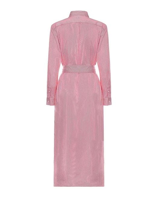 Polo Ralph Lauren Pink Striped Shirt Dress With Belt
