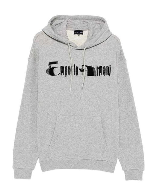 ARMANI EXCHANGE Gray Logo Cotton Hoodie for men