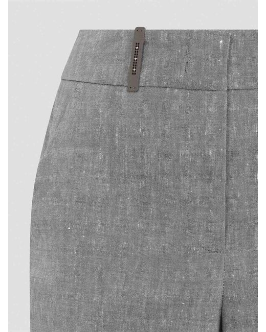 Peserico Gray Linen And Wool Pants