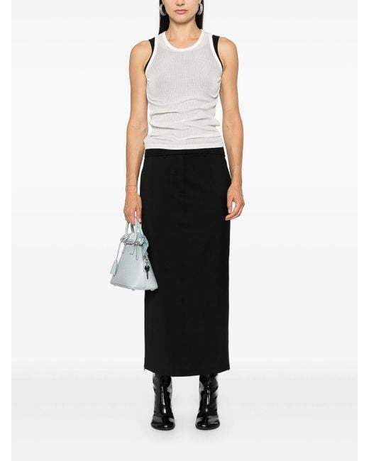 Maison Margiela White Silk Ribbed Tank Top