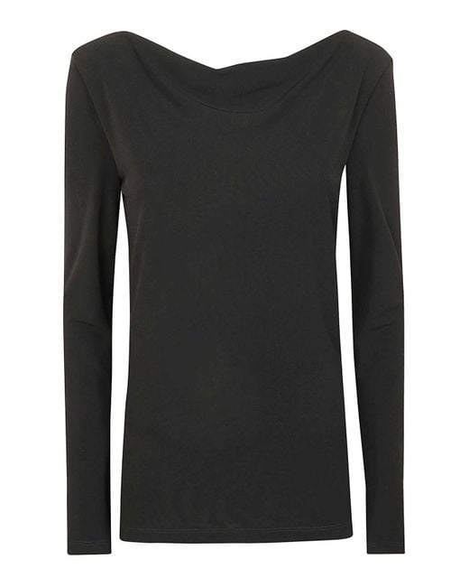 Alberta Ferretti Black Jersey And Tulle Blouse