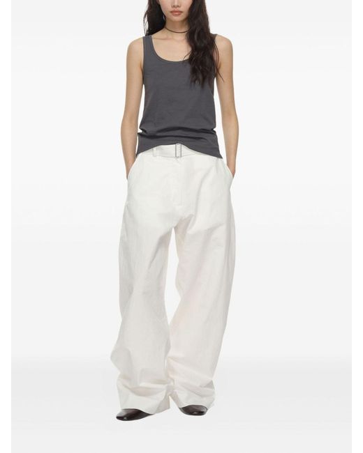 Studio Nicholson White Round Leg Cotton Trousers