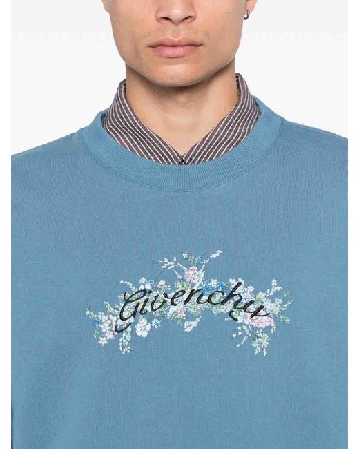 Givenchy Blue Embroidered Sweatshirt for men